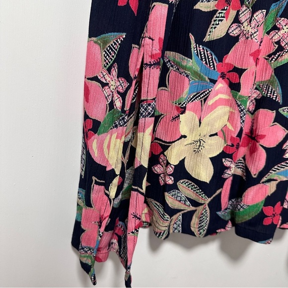 Vintage Napa Valley Blue Floral Tropical Crepe Maxi Skirt Size Large Summer EUC - Picture 10 of 16